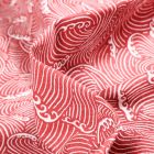 Tissu Coton imprimé Arty Vagues stylisées sur fond Rouge