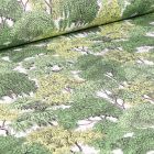 Tissu Coton imprimé Arty Fontainebleau sur fond Vert