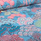 Tissu Coton imprimé Grande largeur Fusain Flower sur fond Bleu