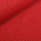 Tissu Toile Polycoton Lurex uni Cubex Rouge - Par 10 cm