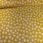 Tissu Toile jacquard reversible lurex Ginkgo sur fond Ocre - Par 10 cm