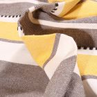 Tissu Toile Coton aspect lin Rayures jaunes sur fond Gris - Par 10 cm