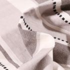 Tissu Toile Coton aspect lin Rayures blanches sur fond Gris - Par 10 cm