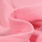 Tissu Double gaze de coton uni Rose bonbon