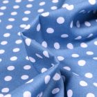Tissu Coton imprimé Pois blanc sur fond Bleu marine - Par 10 cm