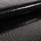 Tissu Jersey Métallisé Ecailles de crocodile noires - Par 10 cm