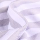 Tissu Jersey Coton Rayures 1cm sur fond Gris clair