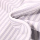 Tissu Bord côte Rayures 5mm grise sur fond Blanc