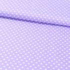 Tissu Coton Imprimé Coeurs 5 mm blancs sur fond Lilas - Par 10 cm