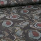 Tissu Jersey Milano Motifs abstraits gris et rouge sur fond Gris - Par 10 cm