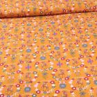 Tissu Coton imprimé Faons et couronnes de fleurs sur fond Jaune curcuma - Par 10 cm