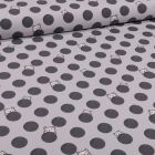 Tissu Jersey Coton Cercles et têtes d'ours sur fond Gris - Par 10 cm