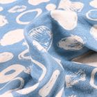 Tissu Jersey Viscose Lin Cercles et pois sur fond Bleu
