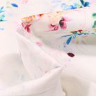 Tissu Coton Viscose aspect lin Fleurs colorées et quadrillages sur fond Blanc