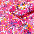 Tissu Jersey coton Helena Confettis multicolores sur fond Rose fuchsia