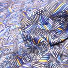 Tissu Jersey coton Formes psychédéliques sur fond Bleu