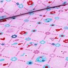 Tissu Coton imprimé LittleBird Poissons et fleurs sur fond Rose
