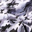 Tissu Coton imprimé LittleBird Camouflages sur fond Gris