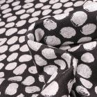 Tissu Maille polyviscose Ronds destructurés gris sur fond Noir