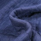Tissu Sweat matelassé Rectangle sur fond Bleu marine