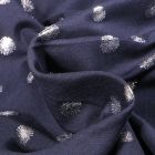 Tissu Jersey Coton Pissenlits métallisés sur fond Bleu marine