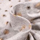 Tissu Jersey Coton Pissenlits métallisés sur fond Gris chiné