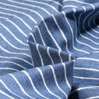 Tissu Chambray  Rayures fines sur fond Bleu denim
