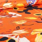 Tissu Coton Satiné extensible Aquarelle Suzy sur fond Orange