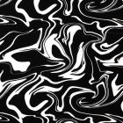 Tissu Viscose satiné motifs abstraits blancs sur fond Noir