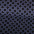 Tissu Jersey Jogging Pois 10mm Noirs sur fond Bleu foncé - Par 10 cm