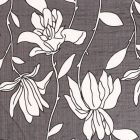 Tissu Coton Viscose Fleurs Ecru sur fond Gris - Par 10 cm