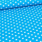 Tissu Coton imprimé Bleu turquoise Pois 8 mm Blancs - Par 10 cm