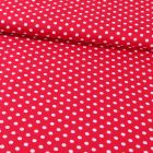 Tissu Coton Imprimé Pois 8 mm Blancs sur fond Rouge - Par 10 cm