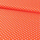 Tissu Coton Imprimé Pois 8 mm Blancs sur fond Orange - Par 10 cm