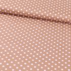 Tissu Coton Imprimé Pois 8 mm Blancs sur fond Taupe - Par 10 cm
