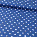 Tissu Coton Imprimé Etoiles 15 mm Blanches sur fond Bleu Roi - Par 10 cm