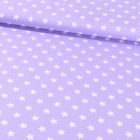 Tissu Coton Imprimé Etoiles 15 mm Blanches sur fond Lilas - Par 10 cm
