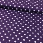 Tissu Coton Imprimé Etoiles 15 mm Blanches sur fond Violet - Par 10 cm