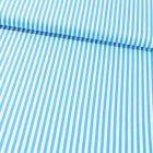 Tissu Coton Imprimé Rayures 5 mm Bleu turquoise sur fond Blanc - Par 10 cm