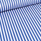 Tissu Coton imprimé Rayures 5 mm bleu roi sur fond Blanc