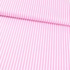 Tissu Coton Imprimé Rayures 5 mm Rose sur fond Blanc - Par 10 cm