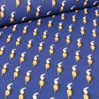 Tissu Coton imprimé Arty Toucans sur fond Bleu roi