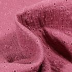Tissu Double gaze Brodée Agnès sur fond Bois de rose