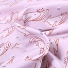 Tissu Jersey Coton Phoques et baleines sur fond Rose pâle