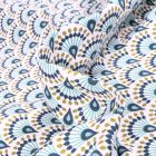 Tissu Toile de Coton Zadani sur fond Bleu