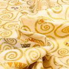 Tissu Gustav Klimt Arbres en volutes dorées sur fond Ecru