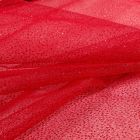 Tissu Tulle Strass Paillettes Rouge griotte