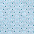 Toile Cirée Baker Motifs blancs et turquoise sur fond Bleu gris - Par 10 cm