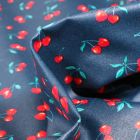Tissu Coton enduit Cherry Cherry sur fond Bleu marine