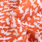 Tissu Coton imprimé Arty Oiseaux pastels sur fond Orange
